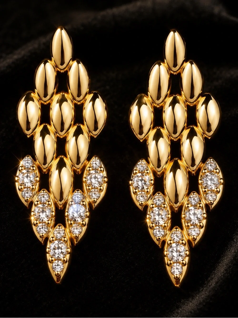 Chunky Elegant Gold Crystal Drop Earrings